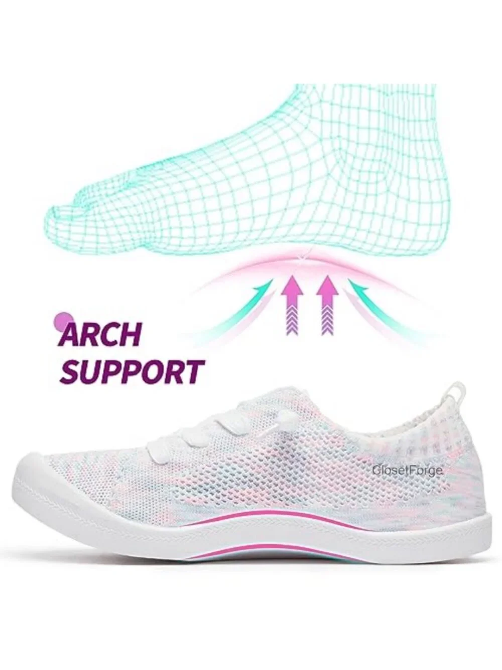 Women's Knit Slip-On Sneakers Lightweight Breathable Mesh Walking Shoes Elastic